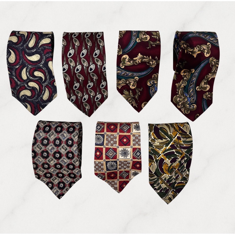 Italian Vintage Necktie Lot Mens OS Mixed Colors Good Paisley Geometric